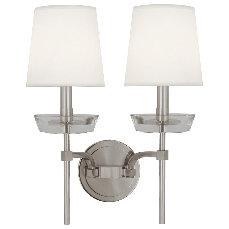 Robert Abbey S609C Two Light Wall Sconce, Polished Nickel w/ Clear Crystal