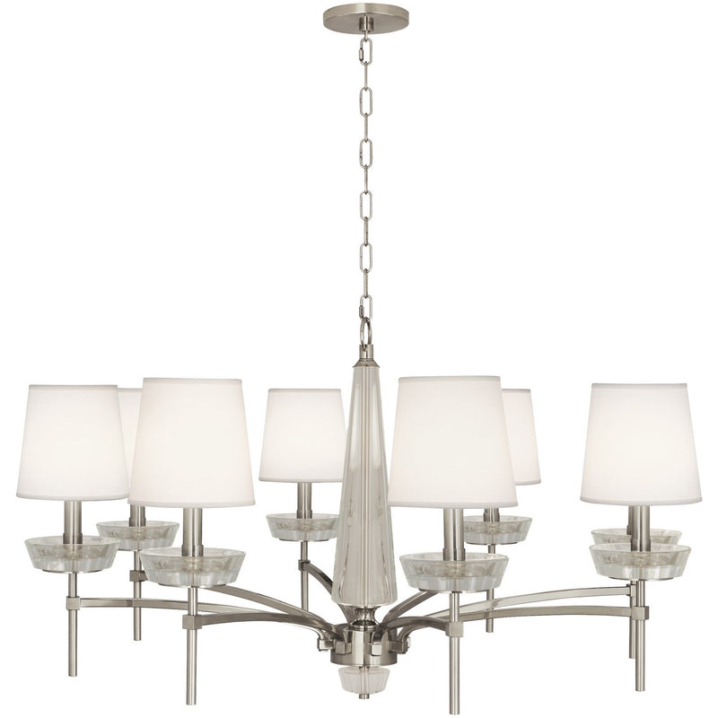 Robert Abbey S625C Eight Light Chandelier, Polished Nickel w/ Clear Crystal
