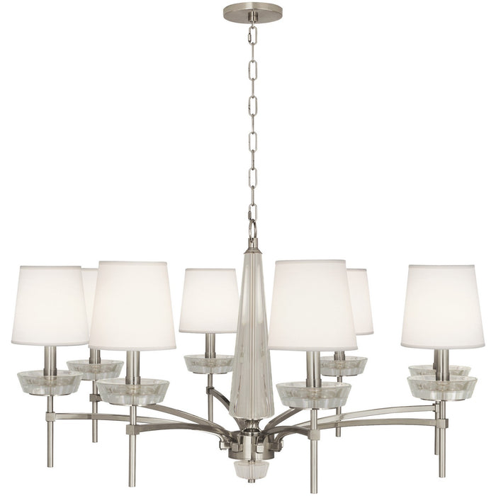 Robert Abbey S625C Eight Light Chandelier, Polished Nickel w/ Clear Crystal