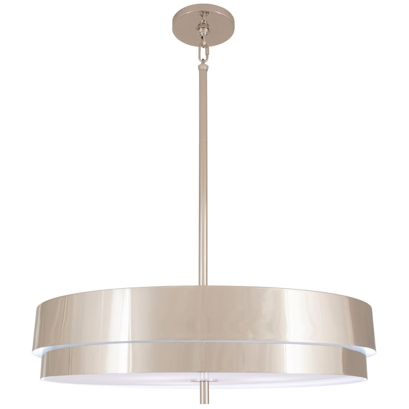 Robert Abbey S918 LED Pendant, Polished Nickel Exterior Painted White Interior