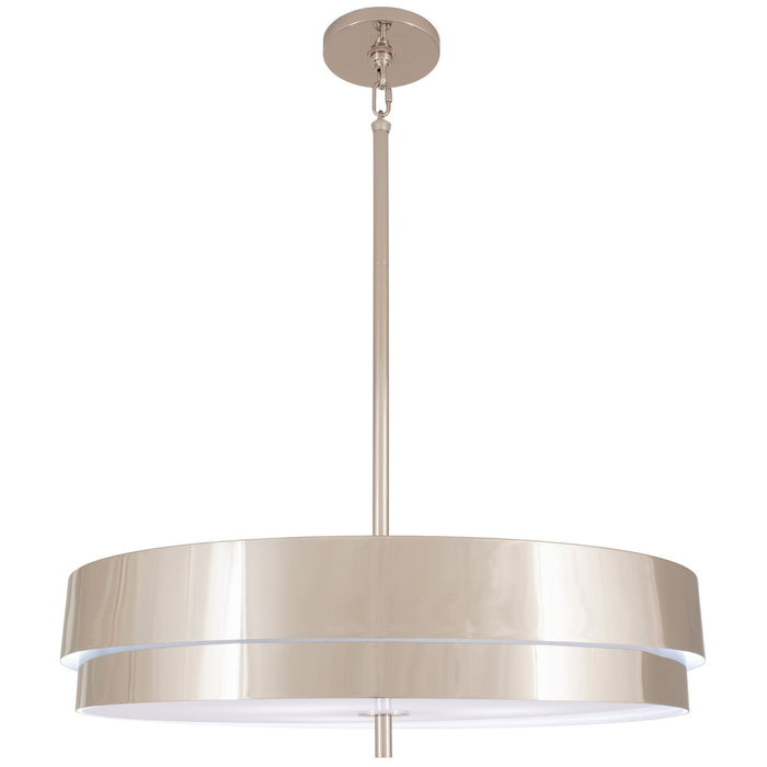 Robert Abbey S918 LED Pendant, Polished Nickel Exterior Painted White Interior