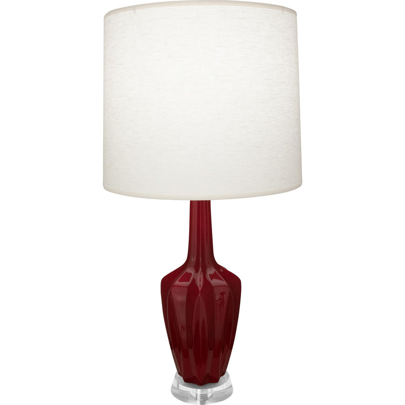 Robert Abbey SA35 One Light Accent Lamp, Sangria Glazed Ceramic w/Polished Nickel/a Lucite