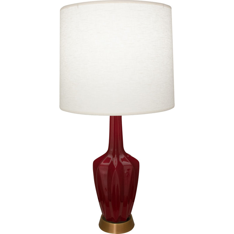 Robert Abbey SA36 One Light Accent Lamp, Sangria Glazed Ceramic w/Warm Brass