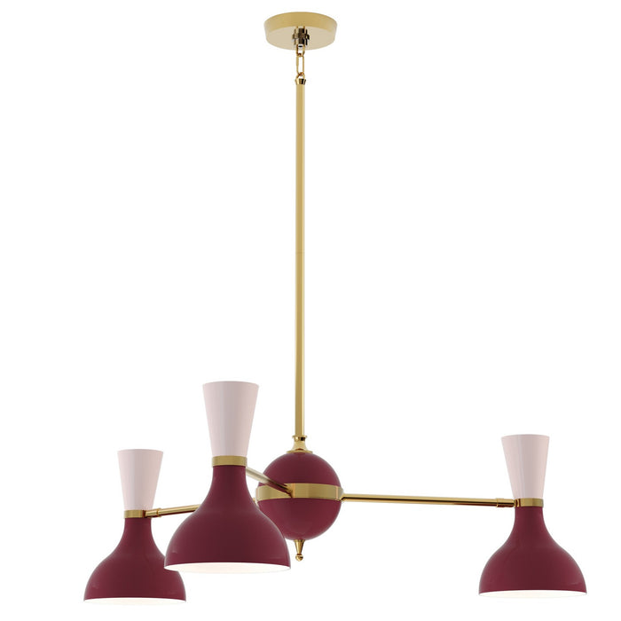 Robert Abbey SM03RW Three Light Chandelier, Modern Brass Chandelier w/Sugar Plum/Rose Water Painted