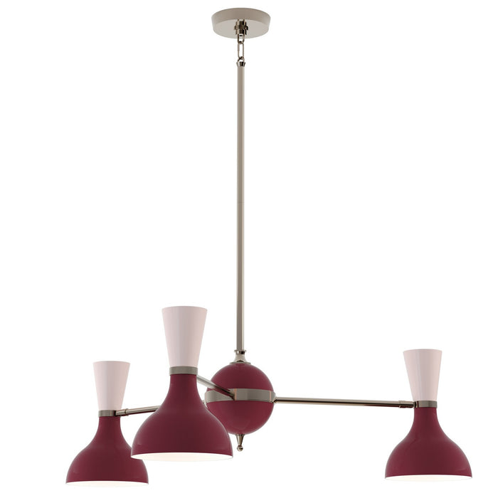 Robert Abbey SM04RW Three Light Chandelier, Polished Nickel Chandelier w/Sugar Plum/Rose Water Painted