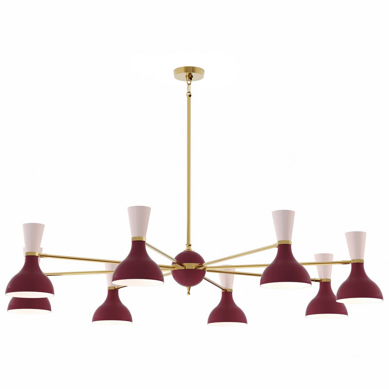Robert Abbey SM08RW Eight Light Chandelier, Modern Brass Chandelier w/Sugar Plum/Rose Water Painted