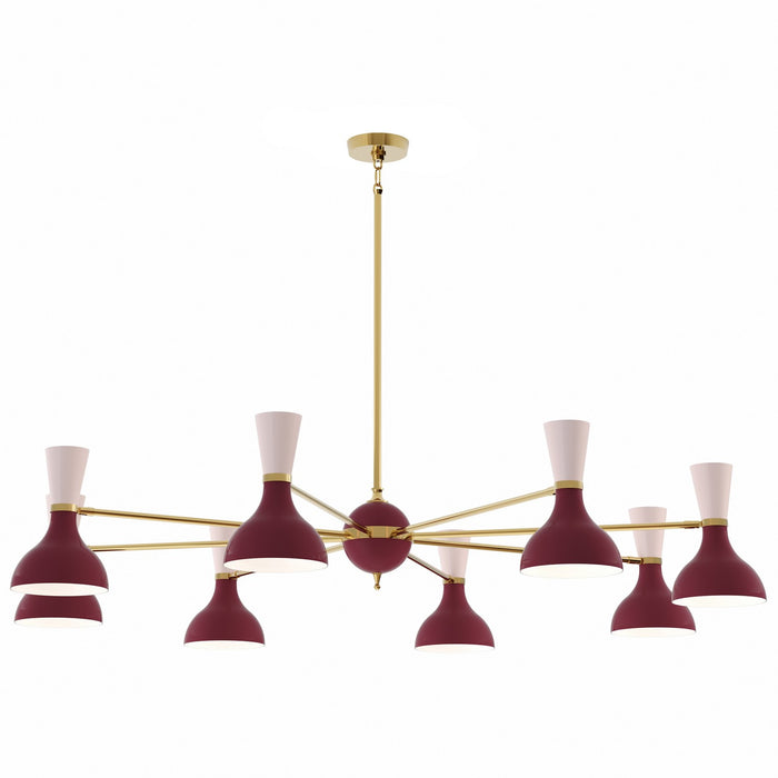 Robert Abbey SM08RW Eight Light Chandelier, Modern Brass Chandelier w/Sugar Plum/Rose Water Painted