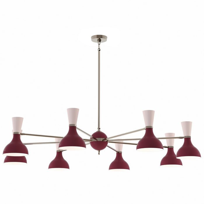 Robert Abbey SM09RW Eight Light Chandelier, Polished Nickel Chandelier w/Sugar Plum/Rose Water Painted