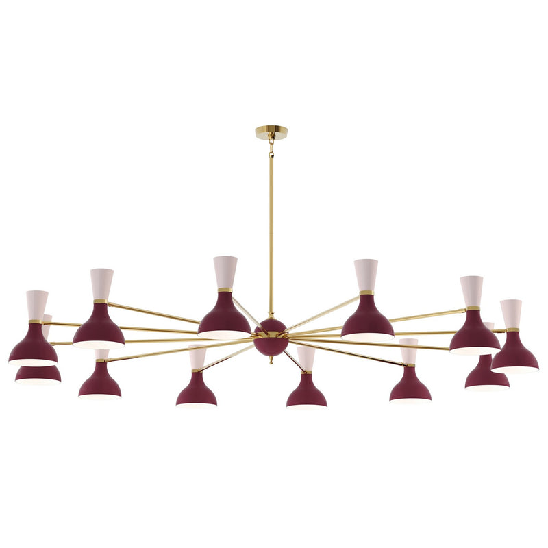 Robert Abbey SM12RW 12 Light Chandelier, Modern Brass Chandelier w/Sugar Plum/Rose Water Painted