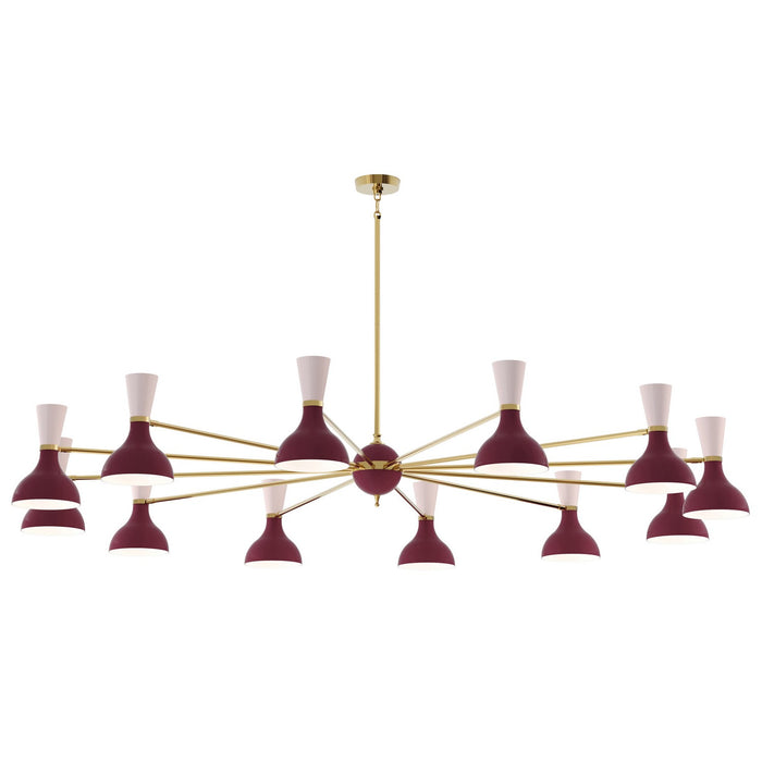 Robert Abbey SM12RW 12 Light Chandelier, Modern Brass Chandelier w/Sugar Plum/Rose Water Painted
