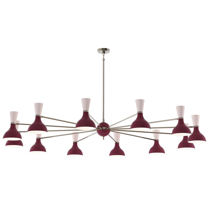 Robert Abbey SM13RW 12 Light Chandelier, Polished Nickel Chandelier w/Sugar Plum/Rose Water Painted