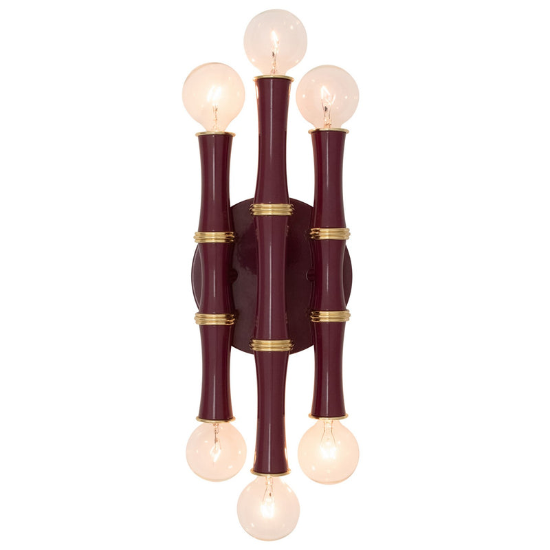 Robert Abbey SM75 Six Light Wall Sconce, Sugar Plum w/Modern Brass