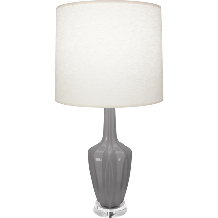 Robert Abbey ST35 One Light Accent Lamp, Smokey Taupe Glazed Ceramic w/Polished Nickel/a Lucite