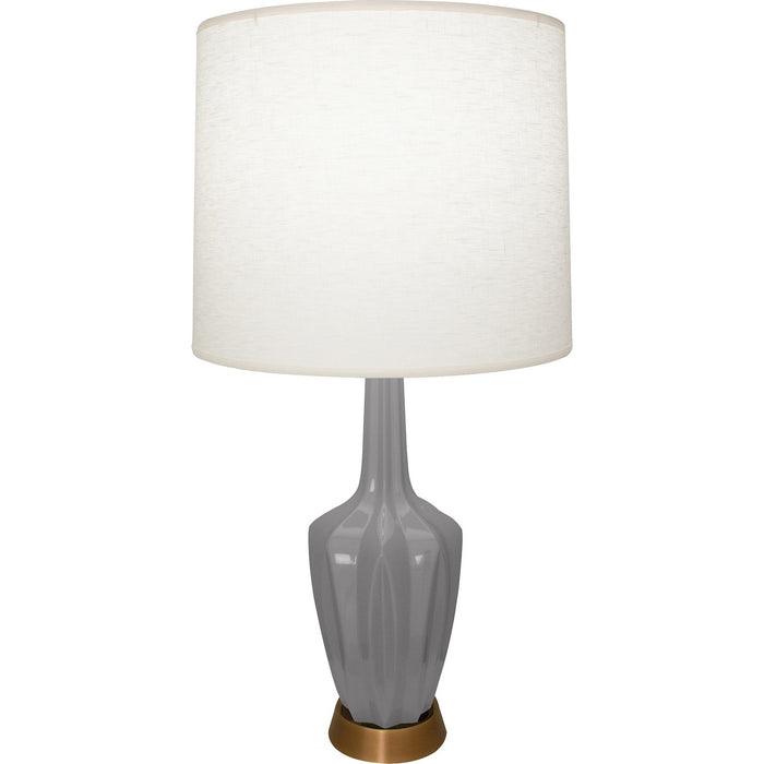 Robert Abbey ST36 One Light Accent Lamp, Smokey Taupe Glazed Ceramic w/Warm Brass