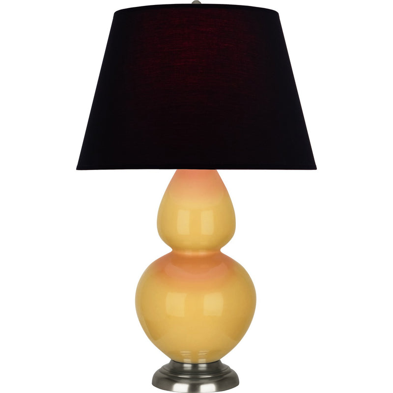 Robert Abbey SU22K One Light Table Lamp, Sunset Yellow Glazed Ceramic w/Antique Silvered