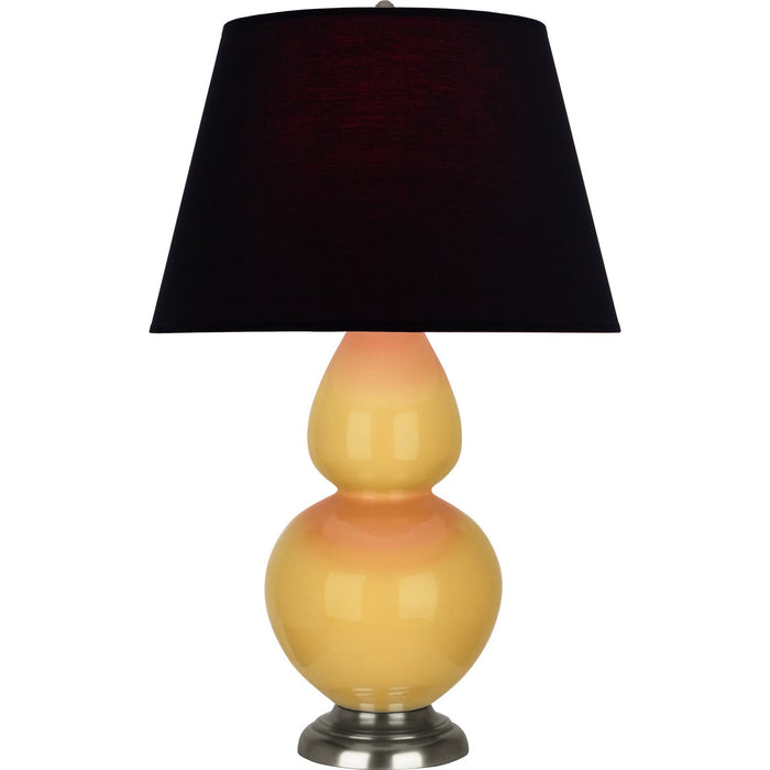 Robert Abbey SU22K One Light Table Lamp, Sunset Yellow Glazed Ceramic w/Antique Silvered