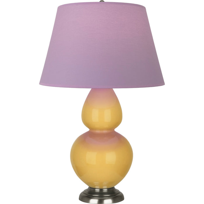 Robert Abbey SU22L One Light Table Lamp, Sunset Yellow Glazed Ceramic w/Antique Silvered
