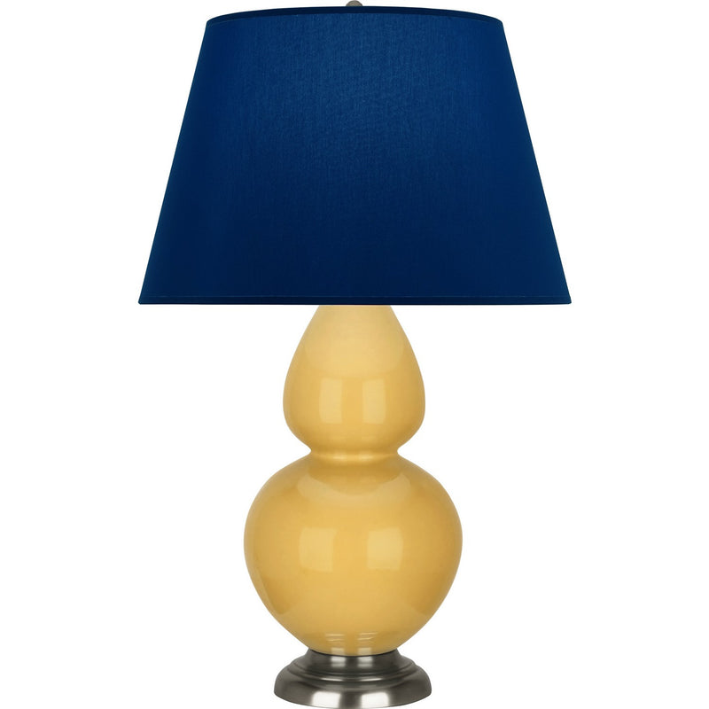 Robert Abbey SU22N One Light Table Lamp, Sunset Yellow Glazed Ceramic w/Antique Silvered