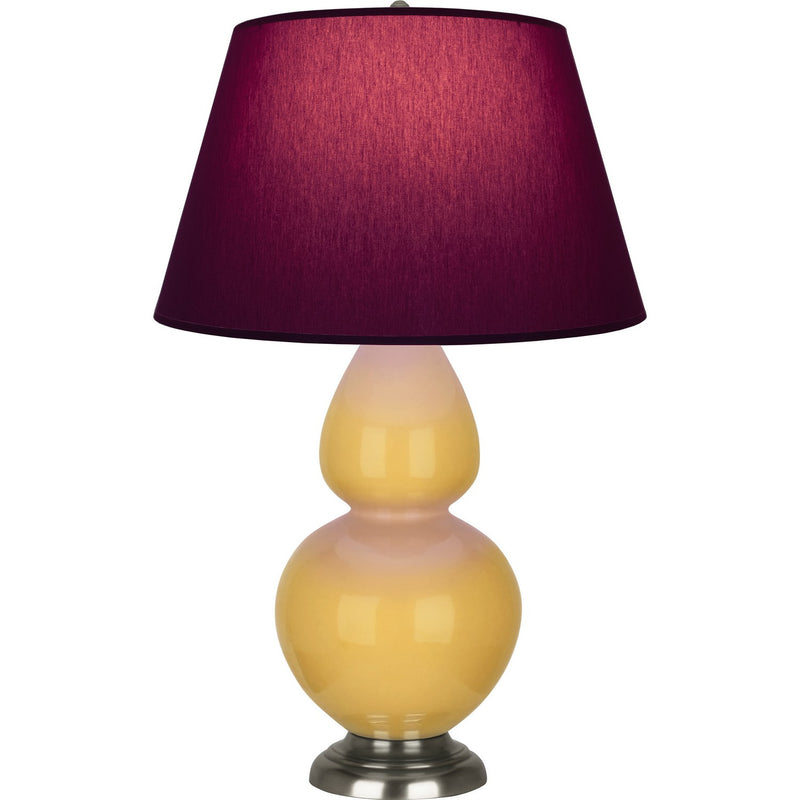 Robert Abbey SU22P One Light Table Lamp, Sunset Yellow Glazed Ceramic w/Antique Silvered