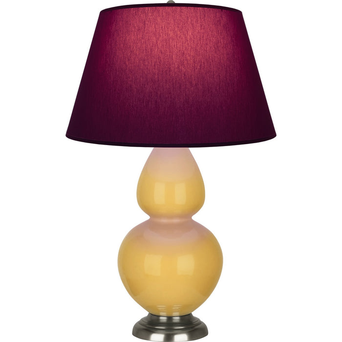 Robert Abbey SU22P One Light Table Lamp, Sunset Yellow Glazed Ceramic w/Antique Silvered