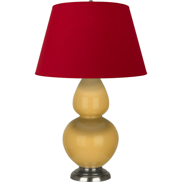 Robert Abbey SU22R One Light Table Lamp, Sunset Yellow Glazed Ceramic w/Antique Silvered