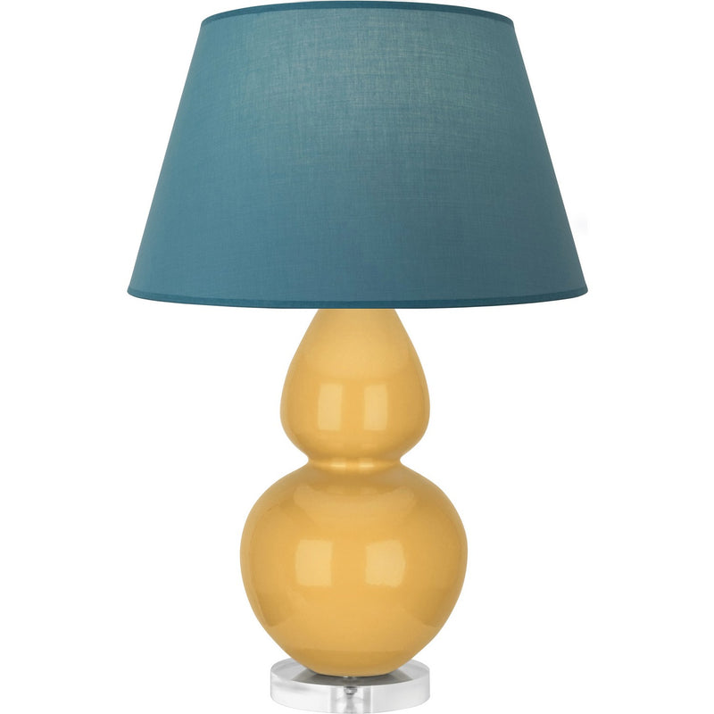 Robert Abbey SU23B One Light Table Lamp, Sunset Yellow Glazed Ceramic w/Lucite