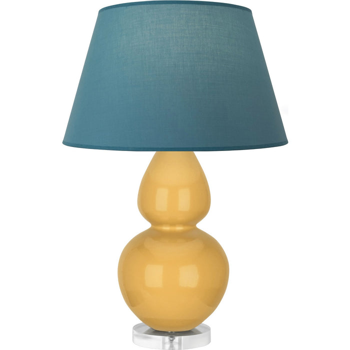 Robert Abbey SU23B One Light Table Lamp, Sunset Yellow Glazed Ceramic w/Lucite