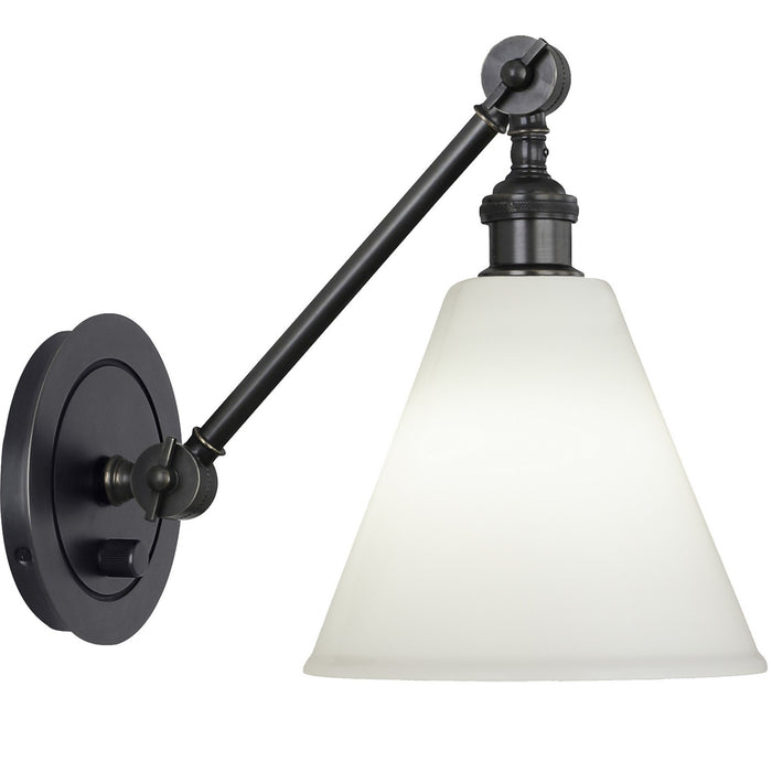 Robert Abbey Z2417G One Light Wall Sconce, Deep Patina Bronze/Cased White Glass w/ Polished Exterior