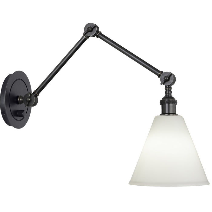 Robert Abbey Z2418G One Light Wall Sconce, Deep Patina Bronze/Cased White Glass w/ Polished Exterior