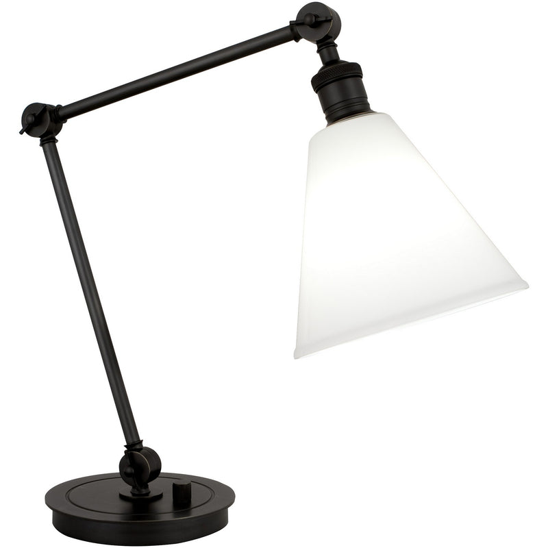Robert Abbey Z2419G One Light Table Lamp, Deep Patina Bronze/Cased White Glass w/Polished Exterior