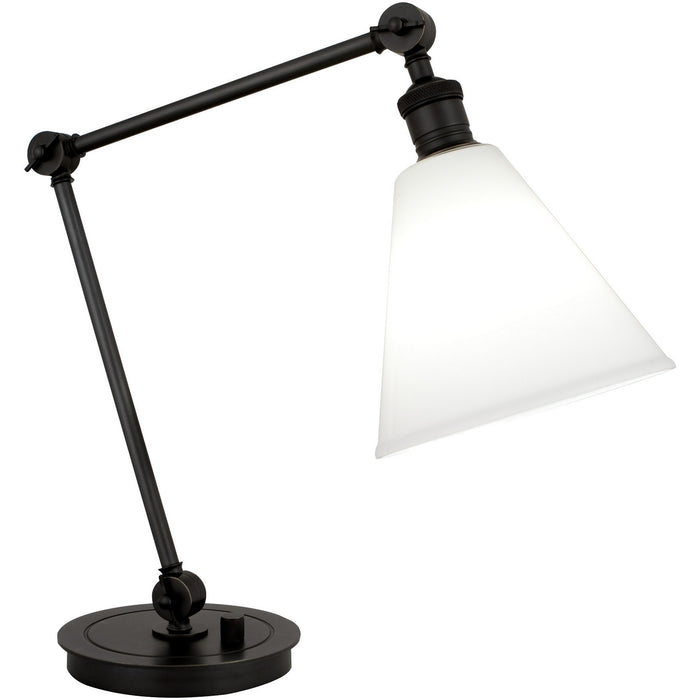 Robert Abbey Z2419G One Light Table Lamp, Deep Patina Bronze/Cased White Glass w/Polished Exterior