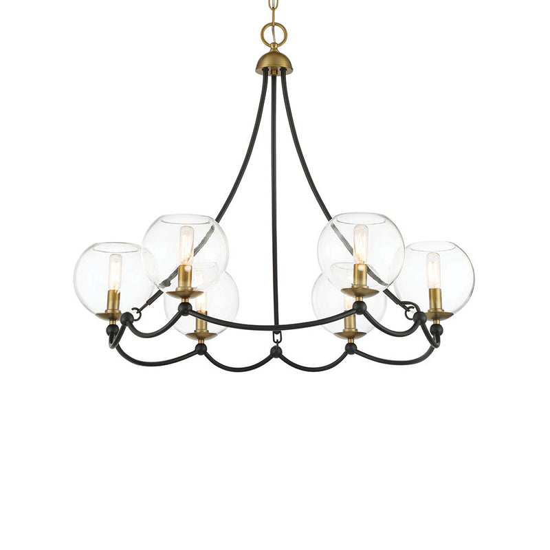 Minka-Lavery 5066-726 Six Light Chandelier, Coal And Soft Brass