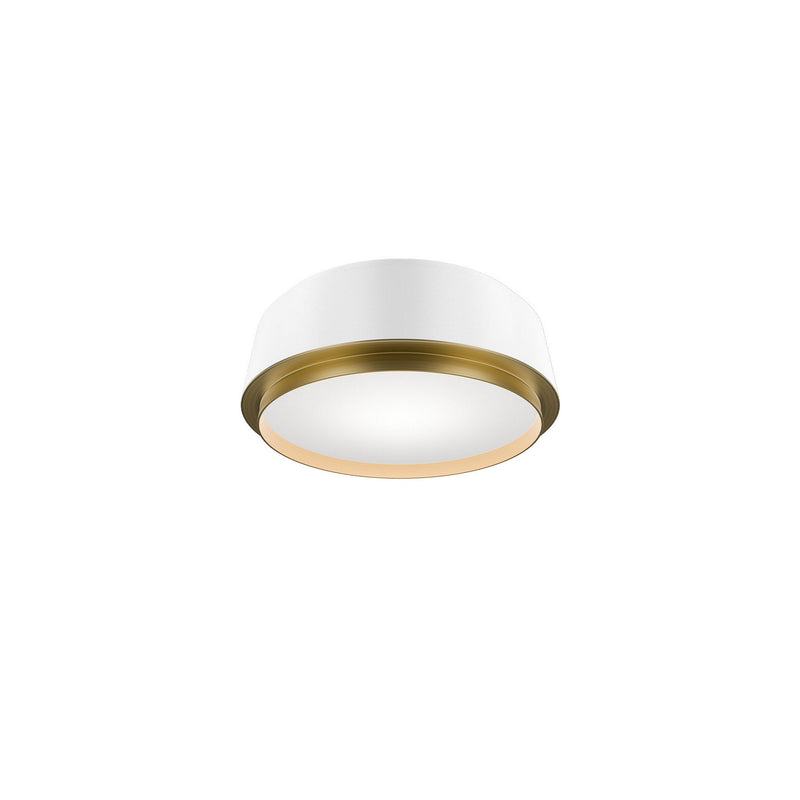 W.A.C. Lighting FM-20512-30-WT/AB LED Flush Mount, White/Aged Brass