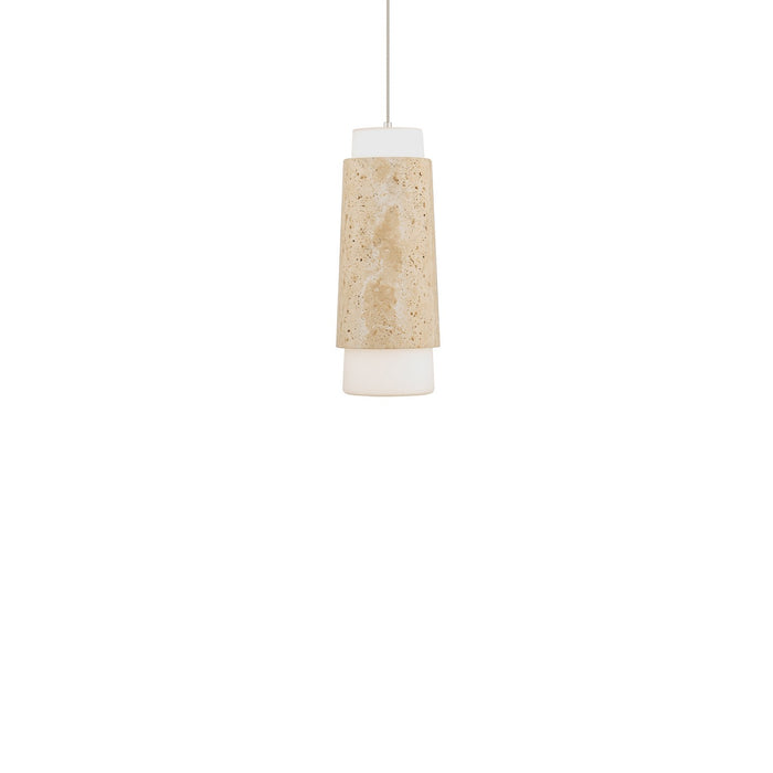Modern Forms PD-5513-30-WV/AB LED Mini Pendant, Beige Travertine/Aged Brass