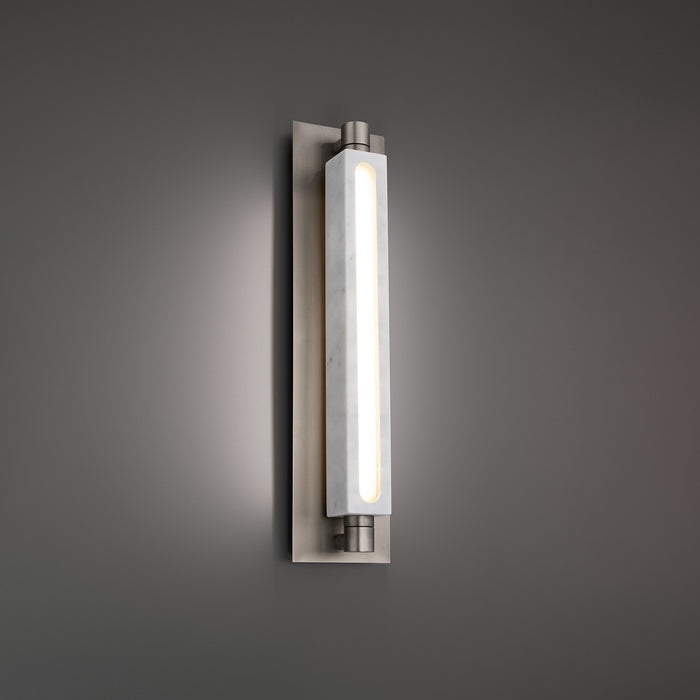 Modern Forms WS-72524-WT/BN LED Wall Sconce, White Marble/Brushed Nickel