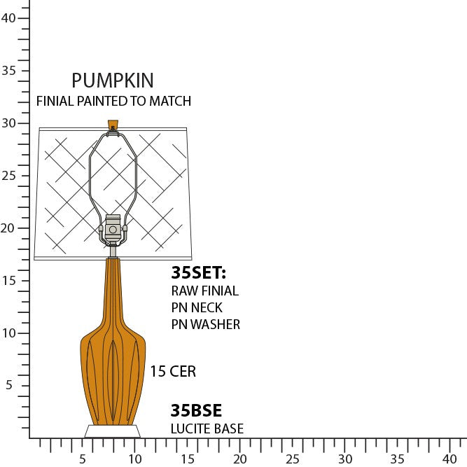 Robert Abbey PM35 One Light Accent Lamp, Pumpkin Glazed Ceramic w/Polished Nickel/a Lucite