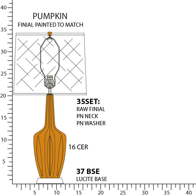 Robert Abbey PM37 One Light Table Lamp, Pumpkin Glazed Ceramic w/Polished Nickel/a Lucite