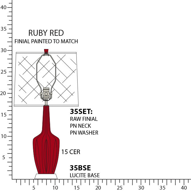Robert Abbey RR35 One Light Accent Lamp, Ruby Red Glazed Ceramic w/Polished Nickel/a Lucite