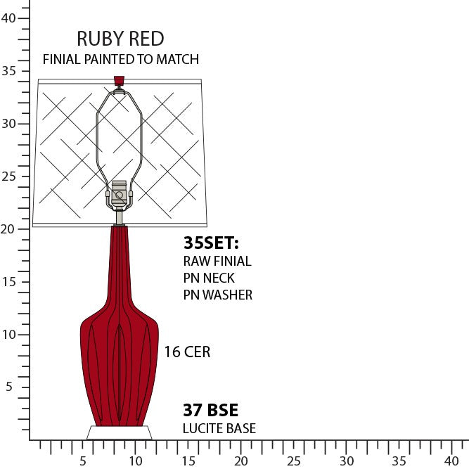 Robert Abbey RR37 One Light Table Lamp, Ruby Red Glazed Ceramic w/Polished Nickel/a Lucite