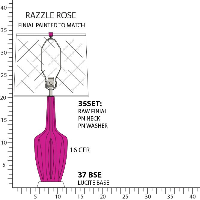 Robert Abbey RZ37 One Light Table Lamp, Razzle Rose Glazed Ceramic w/Polished Nickel/a Lucite
