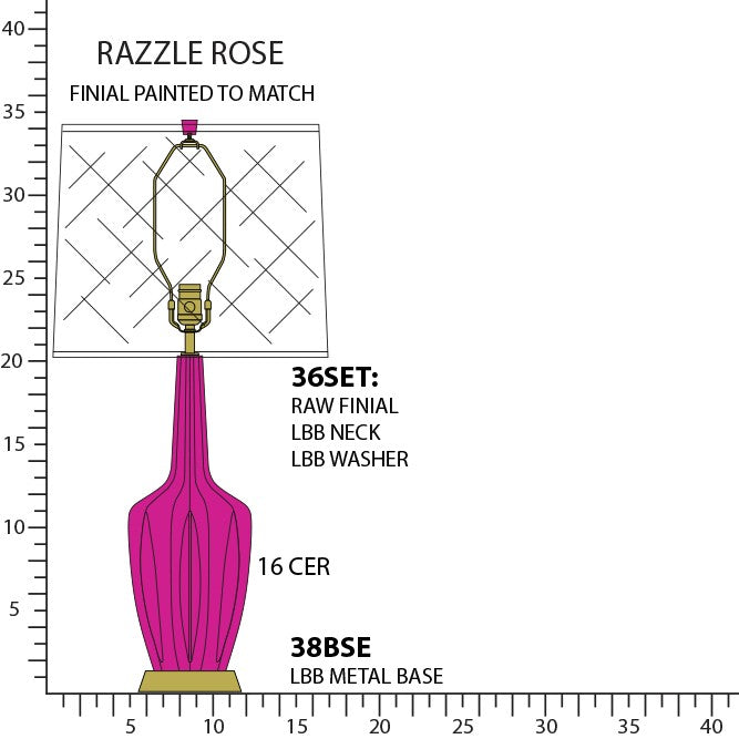 Robert Abbey RZ38 One Light Table Lamp, Razzle Rose Glazed Ceramic w/Warm Brass
