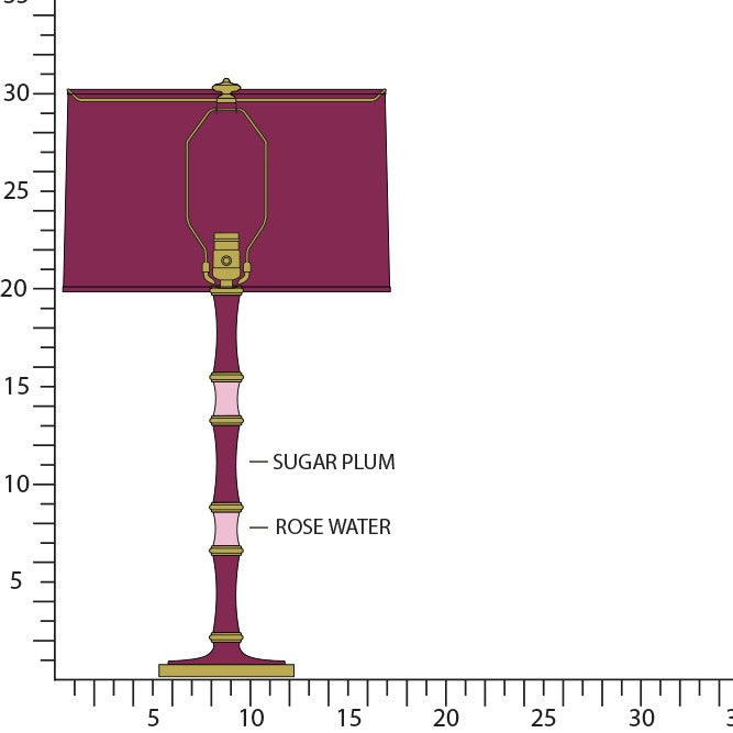 Robert Abbey SM71RWX One Light Table Lamp, Sugar Plum/Rose Water w/Modern Brass
