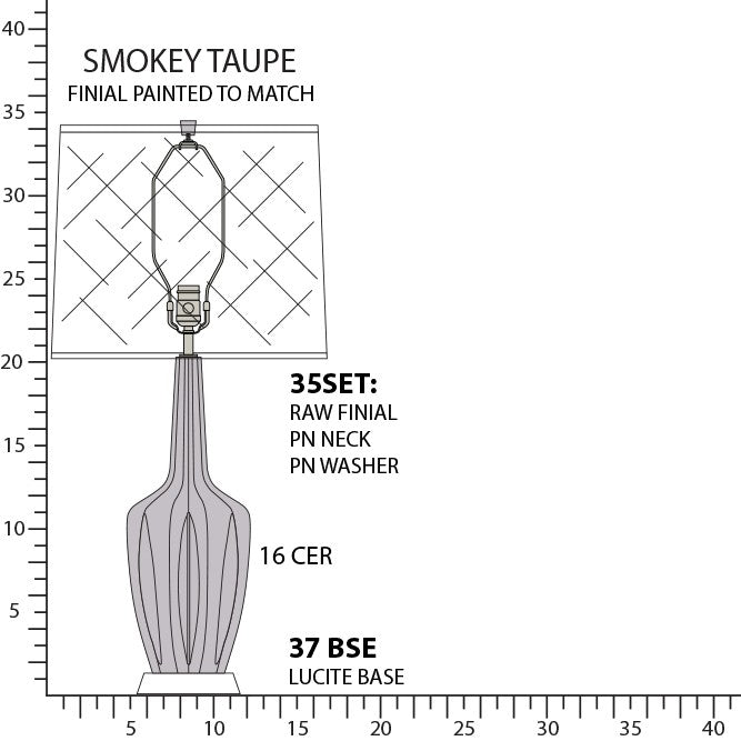 Robert Abbey ST37 One Light Table Lamp, Smokey Taupe Glazed Ceramic w/Polished Nickel/a Lucite