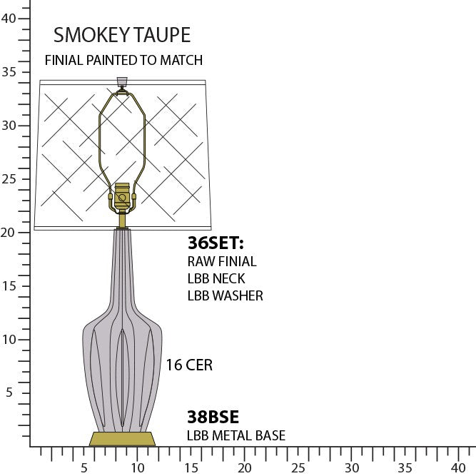 Robert Abbey ST38 One Light Table Lamp, Smokey Taupe Glazed Ceramic w/Warm Brass