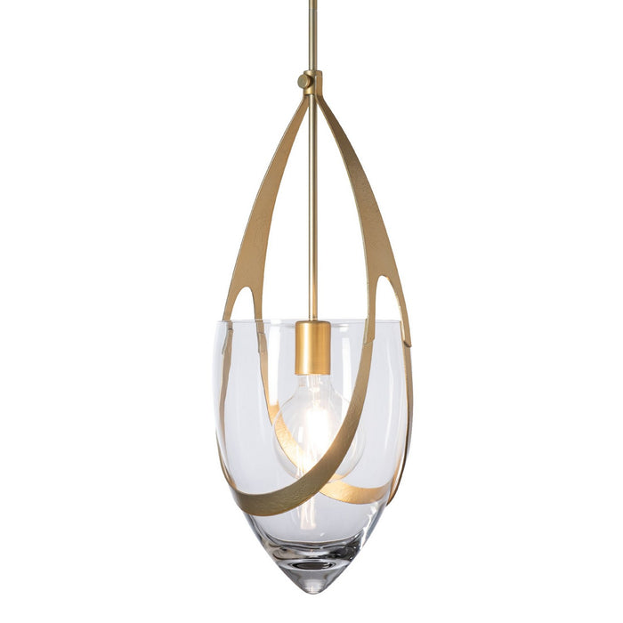 Hubbardton Forge 187468-SKT-MULT-86-ZM0838 One Light Pendant, Modern Brass