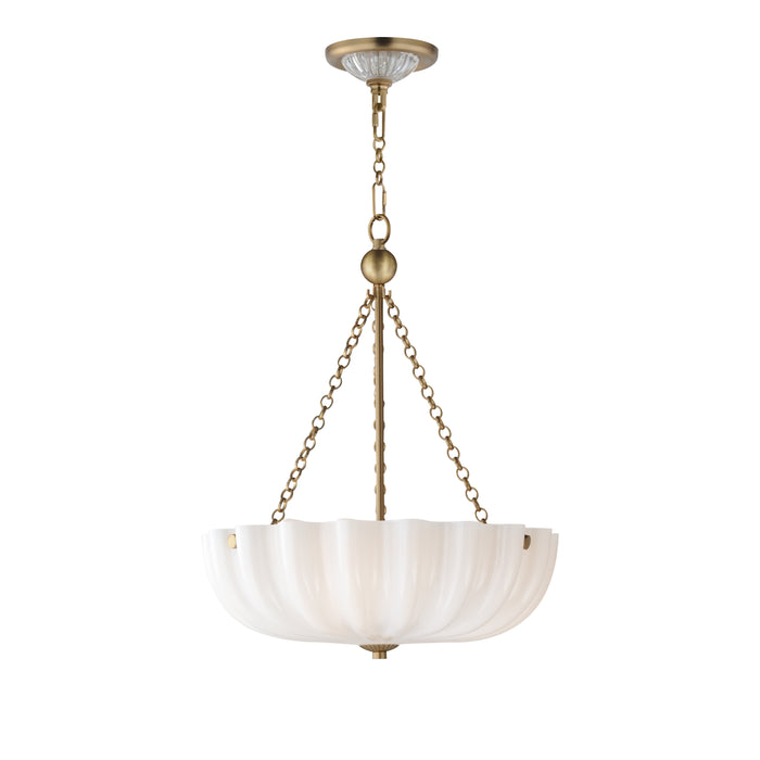 Maxim 22652WTNAB Three LIght Pendant / Semi-Flush Mount, White/Natural Aged Brass