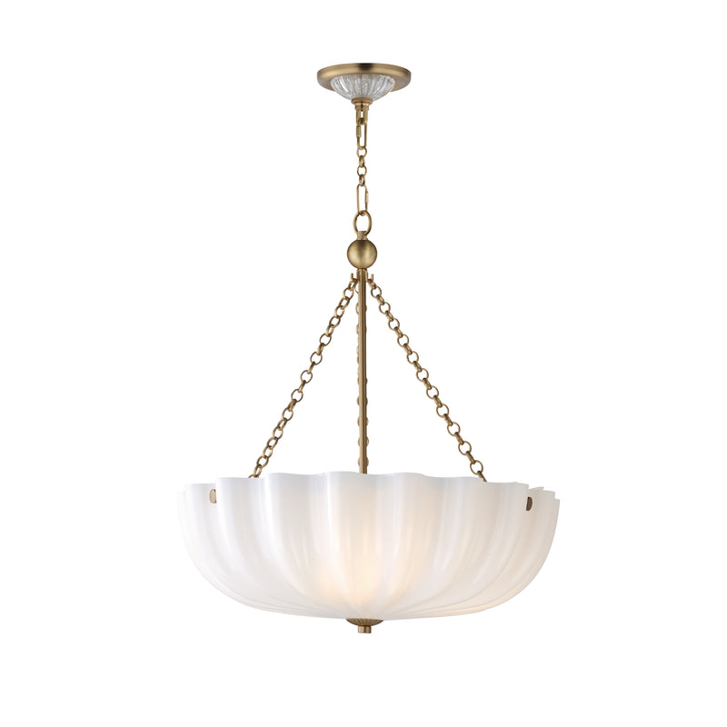 Maxim 22653WTNAB Three LIght Pendant / Semi-Flush Mount, White/Natural Aged Brass