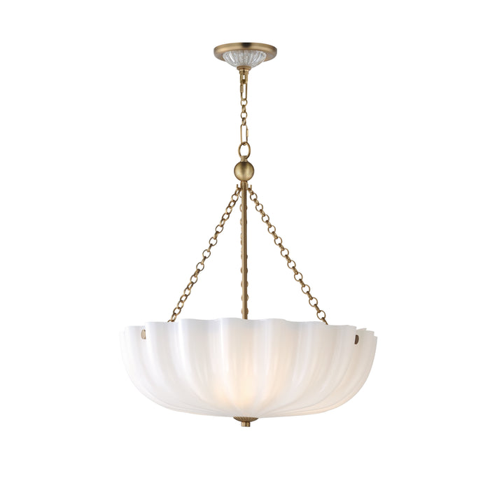 Maxim 22653WTNAB Three LIght Pendant / Semi-Flush Mount, White/Natural Aged Brass