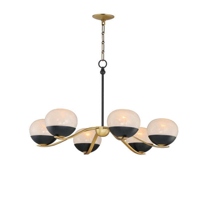 Maxim 24646MRBKNAB Six Light Chandelier, Black / Natural Aged Brass