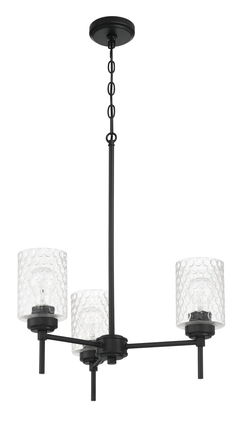 Craftmade 60523-FB Three Light Chandelier, Flat Black